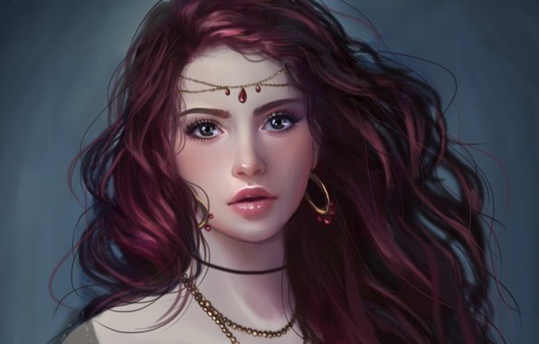 Девушка - лицо, art, портрет, девушка - оригинал