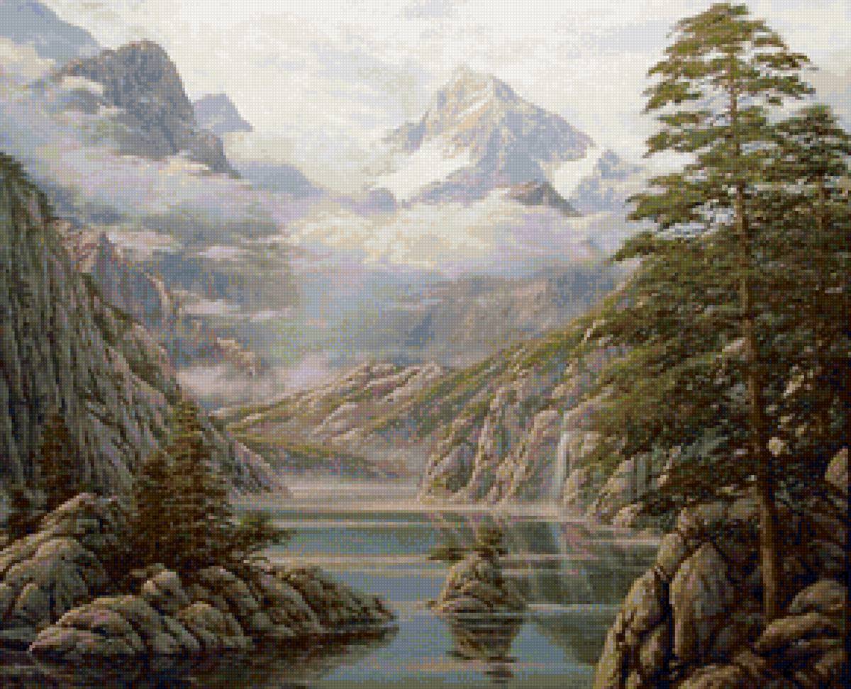 Худ. Олейник Аркадий Николаевич. - пейзаж, горы, снег, вода - предпросмотр