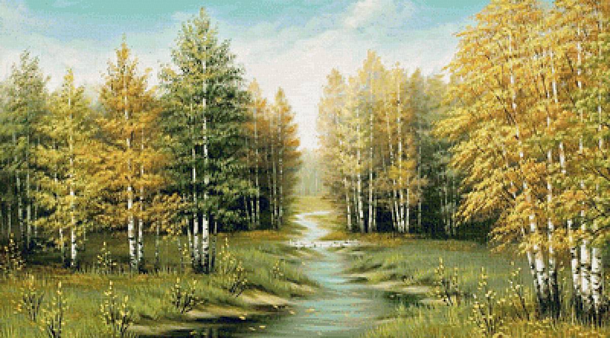 Осень - река, пейзаж, березы, лес - предпросмотр