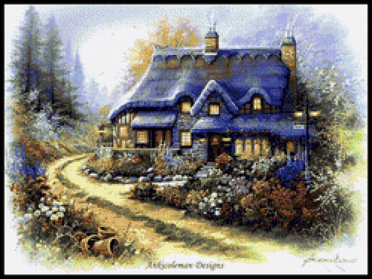 синий домик - здания, домики - предпросмотр