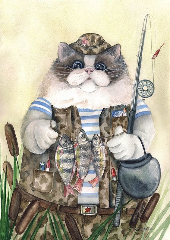 кот-рыбак - рыбак, рыба, кот - оригинал