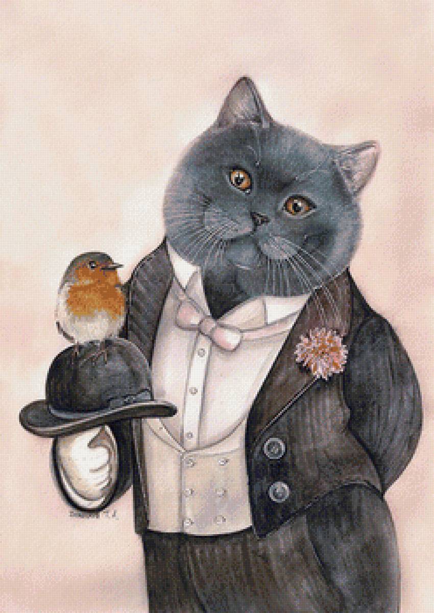 кот-джентльмен - кошка, котята - предпросмотр