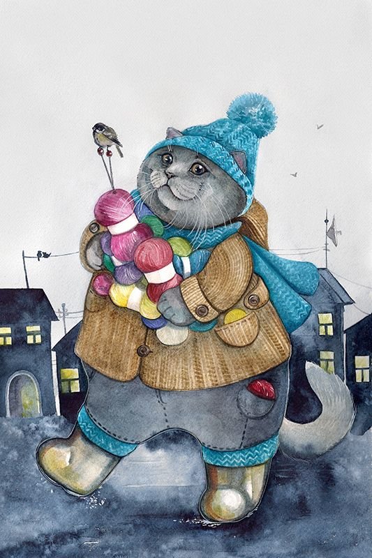 кот-рукодельник - котята, кошка - оригинал