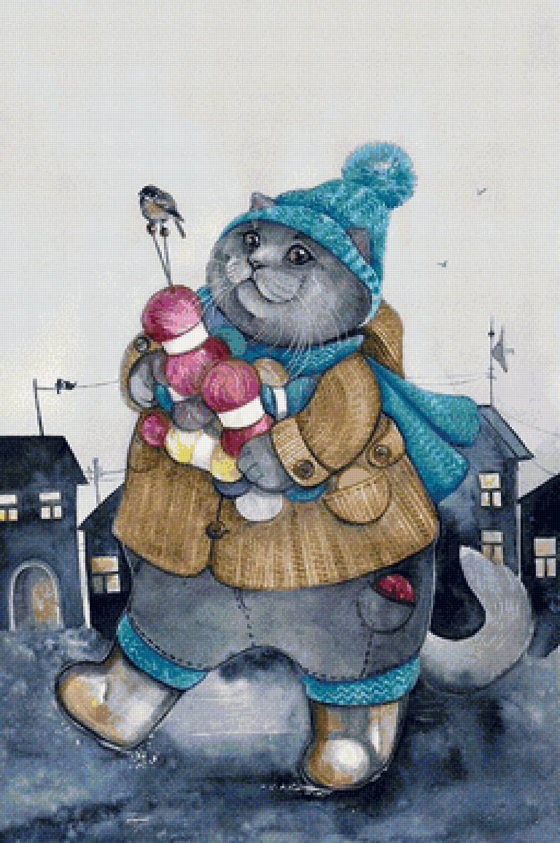 кот-рукодельник - кошка, котята - предпросмотр