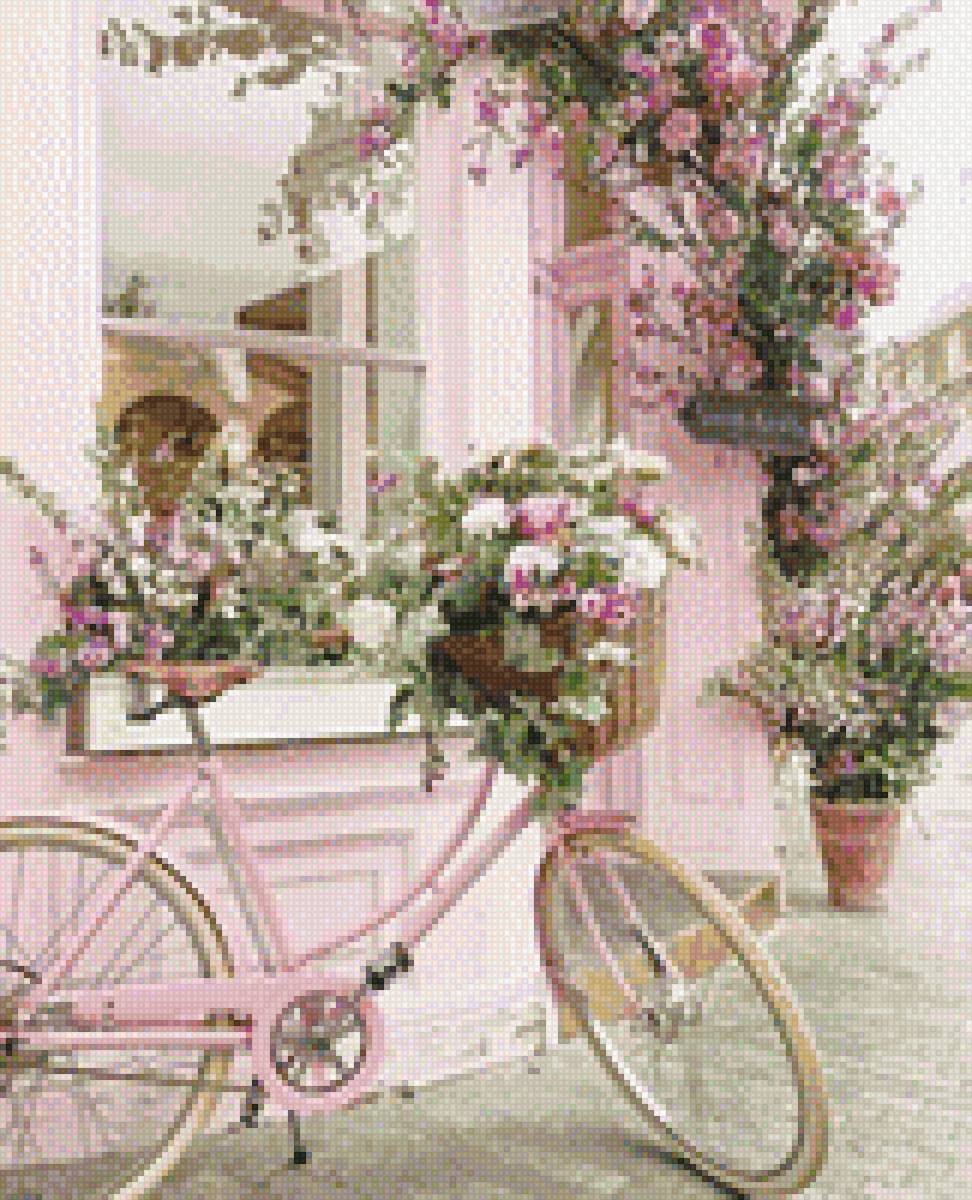 У окошка - велосипед, розы, окно - предпросмотр