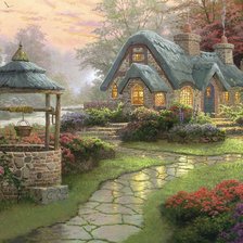 Схема вышивки «природа пейзаж дом»