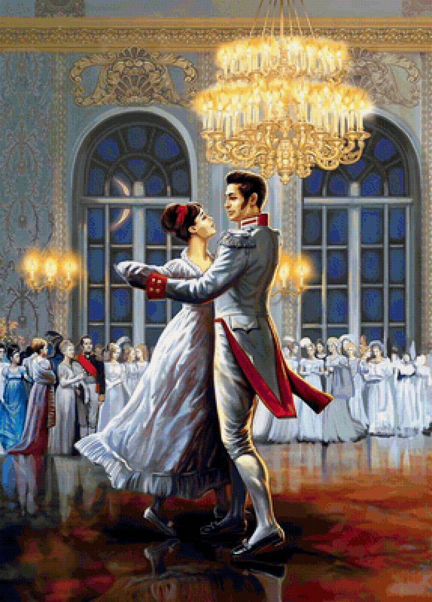 Первый бал - бал, свечи, зал, пара, танец - предпросмотр