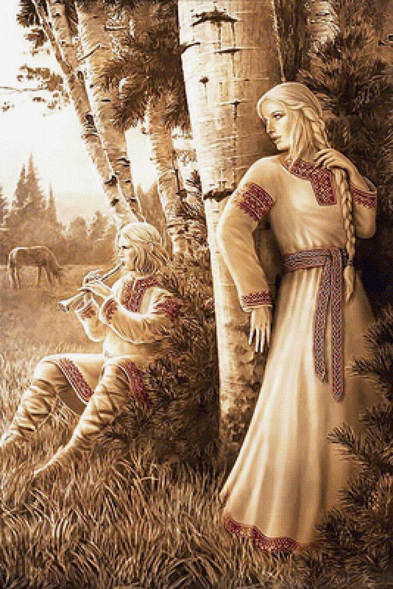 Серия "Славянские мотивы".  Лель - люди, пейзаж - предпросмотр