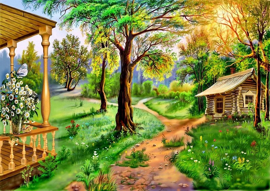 домик - домик беседка лес пейзаж красота - оригинал