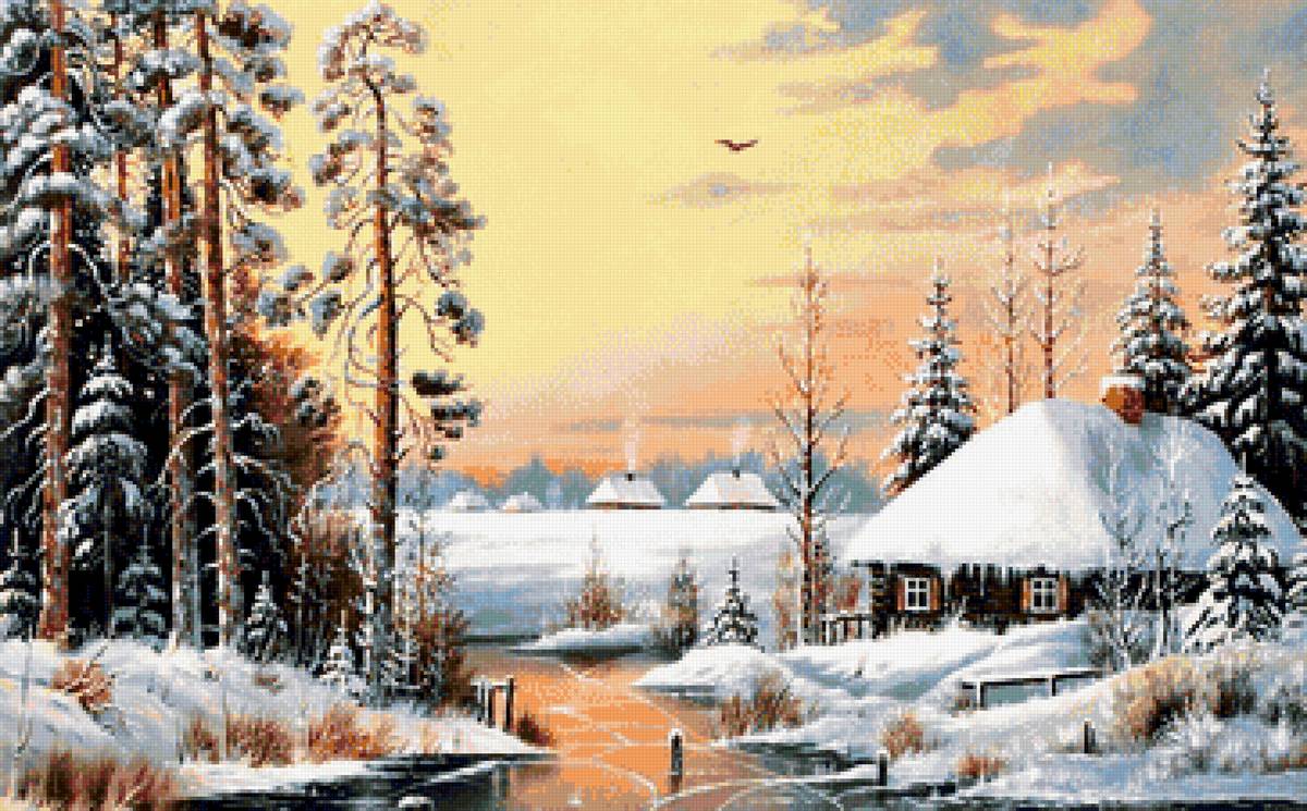 зимняя деревня - деревня, зима, зимний день - предпросмотр