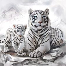 Оригинал схемы вышивки «Белые тигры» (№1869991)