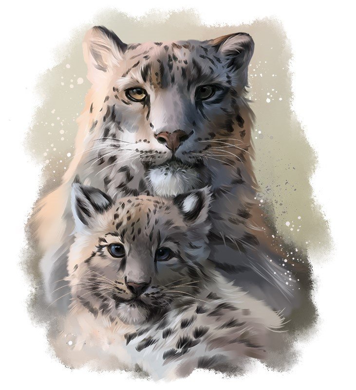 Белые леопарды - рисунок, животные, леопард - оригинал