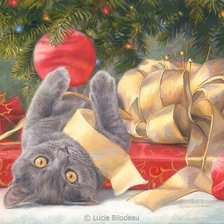 Схема вышивки «новогодний котик»