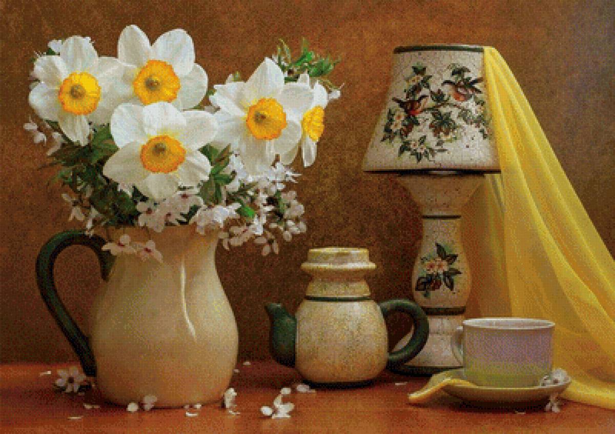 нарциссы - картина, натюрморт, нарциссы, цветы - предпросмотр