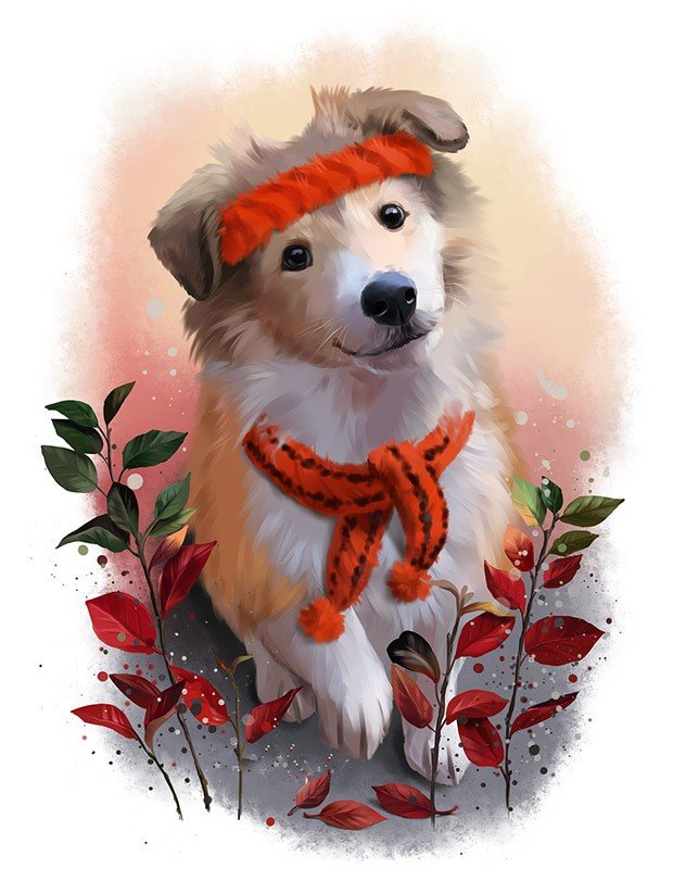 Собачка - собака, рисунок, питомец, животные, друг - оригинал