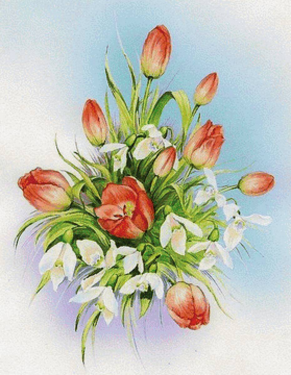 Весенний букет - цветы, подснежники, тюльпаны, букет - предпросмотр