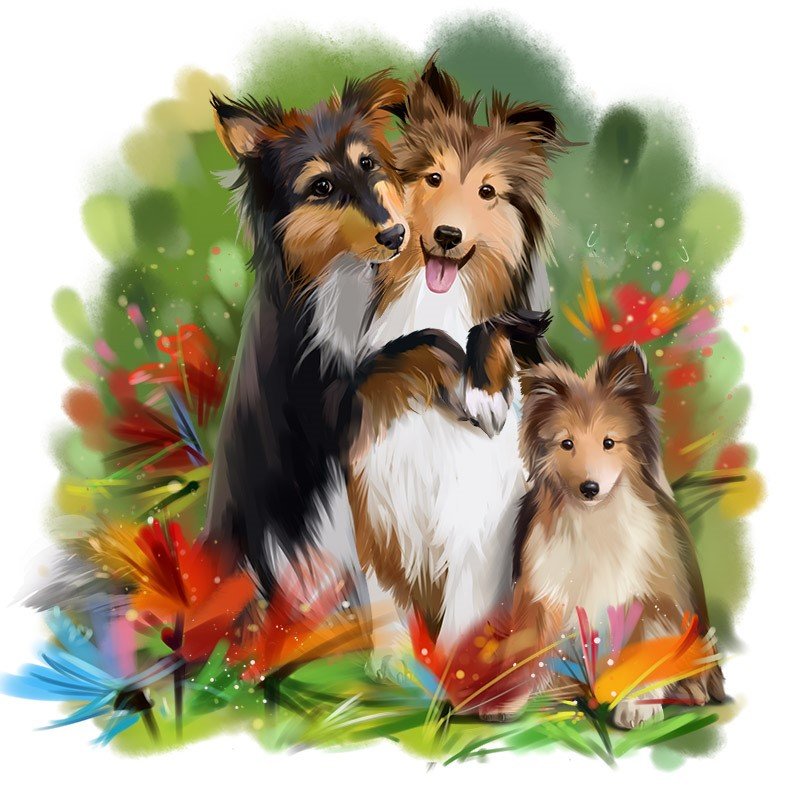 Собачки - питомец, собаки, животные, друг, собака, рисунок - оригинал