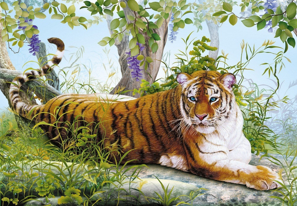 Тигр - рисунок, лес, природа, животные, тигр - оригинал