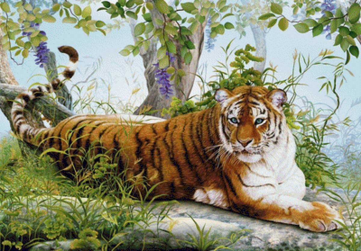 Тигр - тигр, лес, рисунок, животные, природа - предпросмотр
