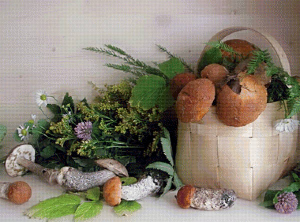 НАТЮРМОРТ - корзина, грибы - предпросмотр