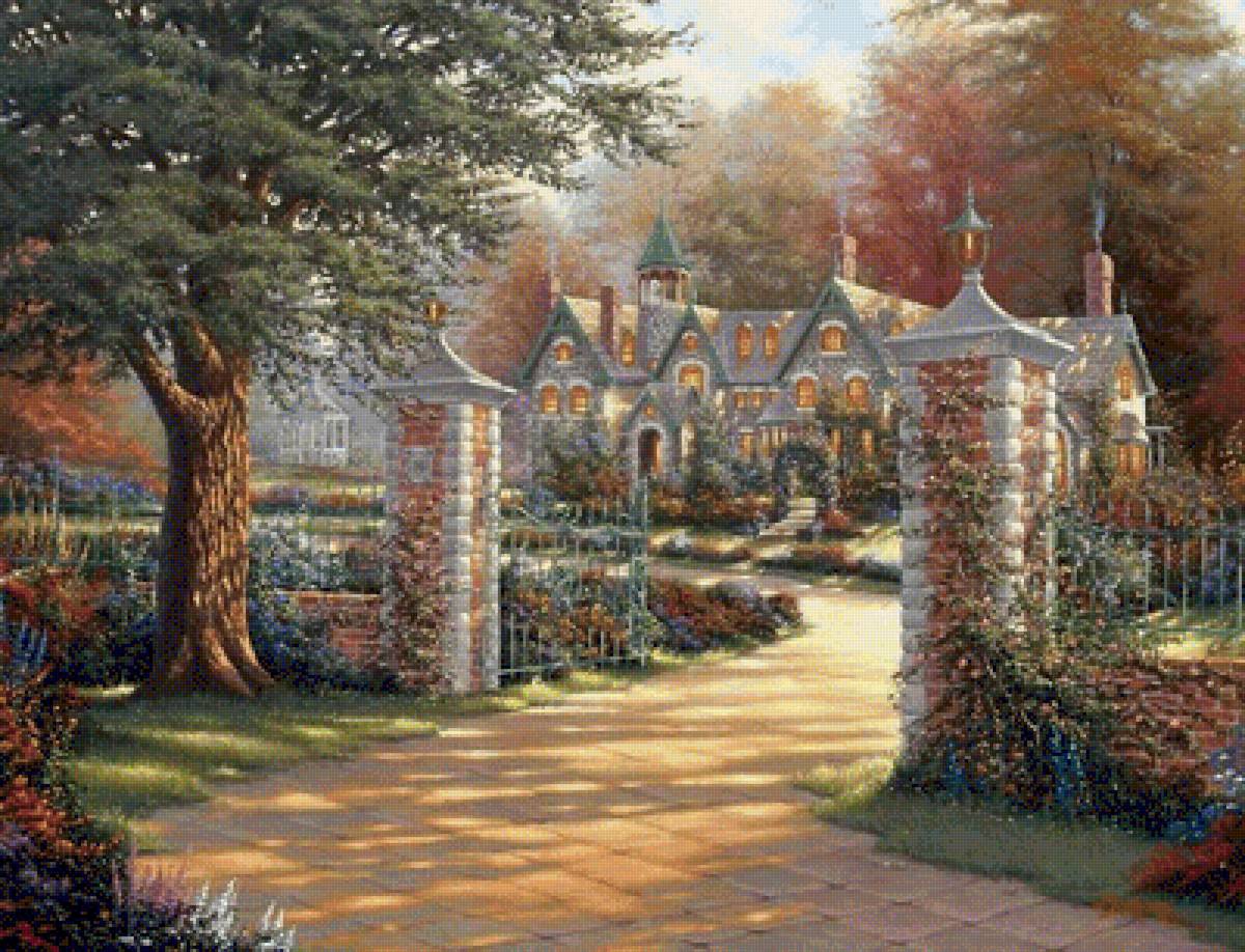 Усадьба - усадьба, цветы, дом, двор, природа, пейзаж, сад - предпросмотр