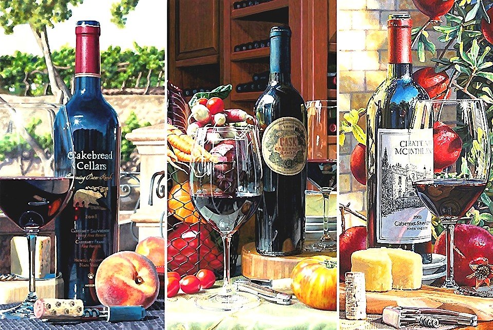 натюрморт с вином. коллаж - eric christensen - оригинал