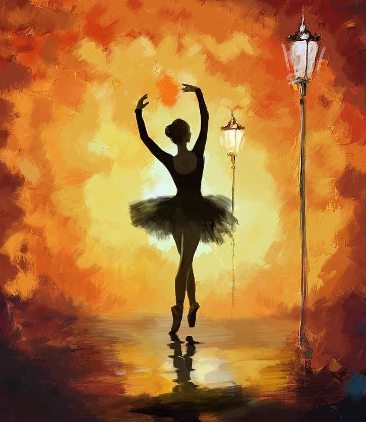 Ночная балерина - ночь, балерина, фонарь - оригинал