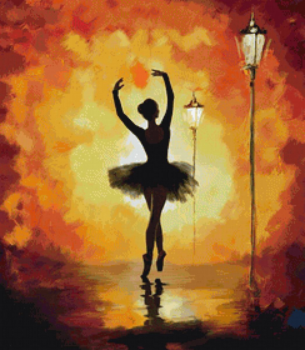 Ночная балерина - ночь, фонарь, балерина - предпросмотр