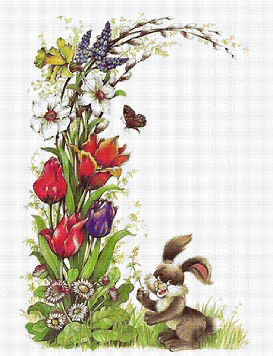 цветы и зайка - предпросмотр