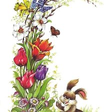 Схема вышивки «цветы и зайка»