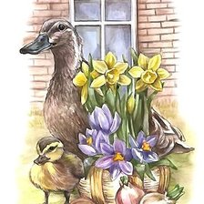 Схема вышивки «утка с утёнком»