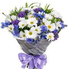 Схема вышивки «букетик в синих тонах»