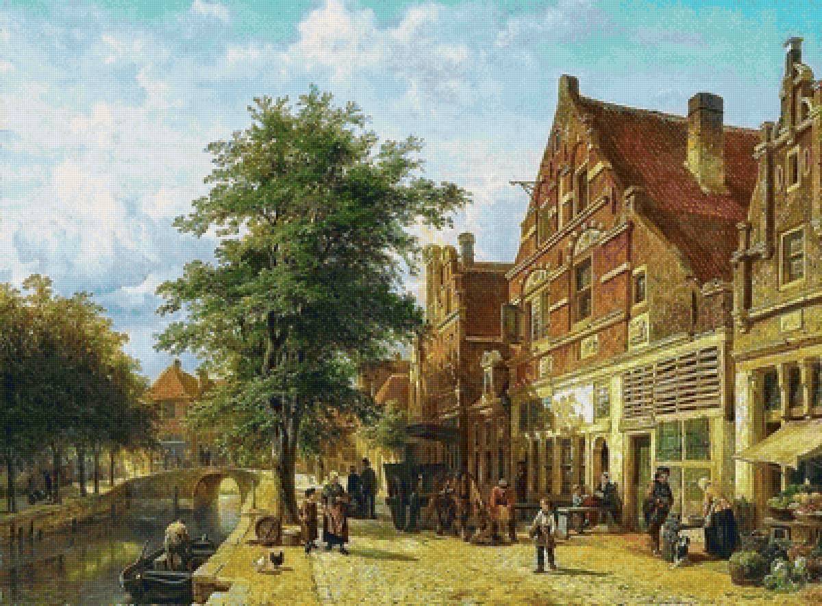 Городской пейзаж. Голландия 18 век. - город, живопись, городской пейзаж, голландия - предпросмотр