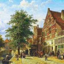 Схема вышивки «Городской пейзаж. Голландия 18 век.»