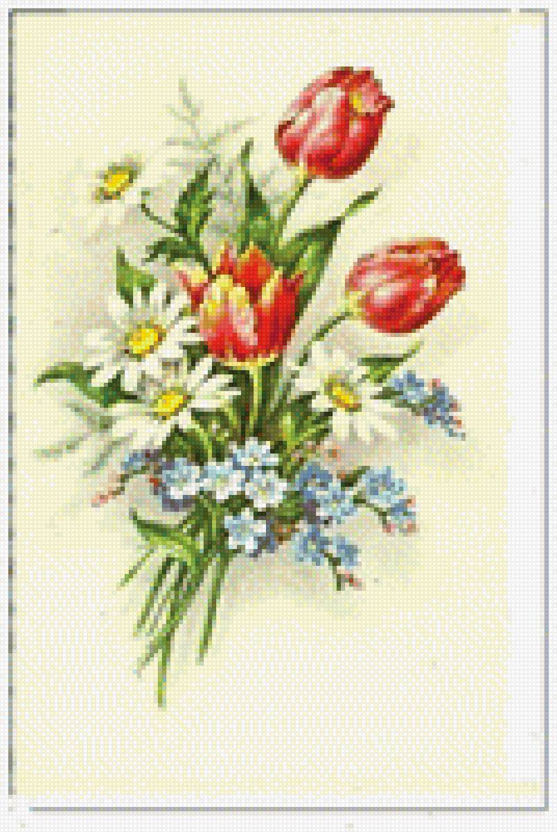 букетик - ромашки, тюльпаны, букет - предпросмотр