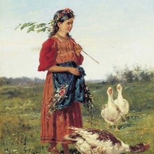 Схема вышивки «По картине Маковского "Пастушка"»