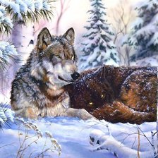 Схема вышивки «волки»