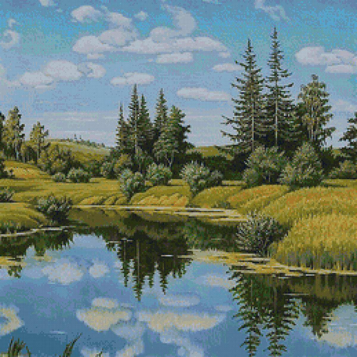 Рисунок леса реки. Щербаков художник Лесное озеро. Картина природа. Летний пейзаж. Пейзажи России.