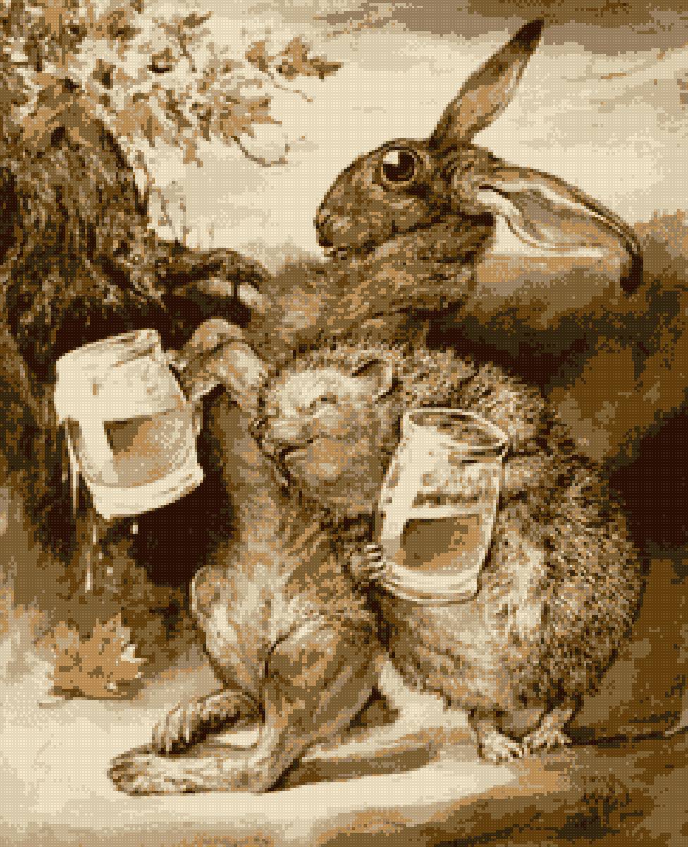 заяц с ежиком и пивом - еж, заяц, пиво - предпросмотр