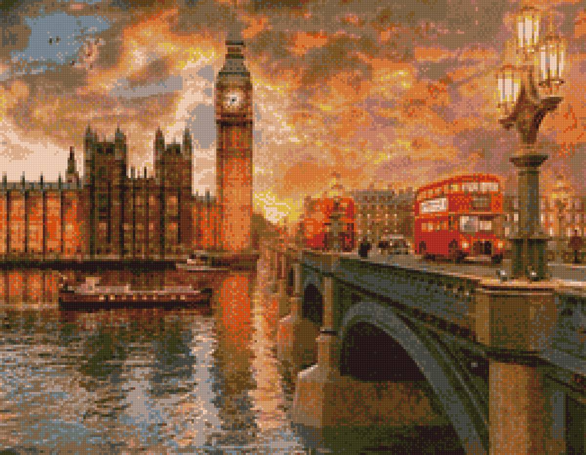 вечерний Лондон - мост, вечер, река, лондон - предпросмотр