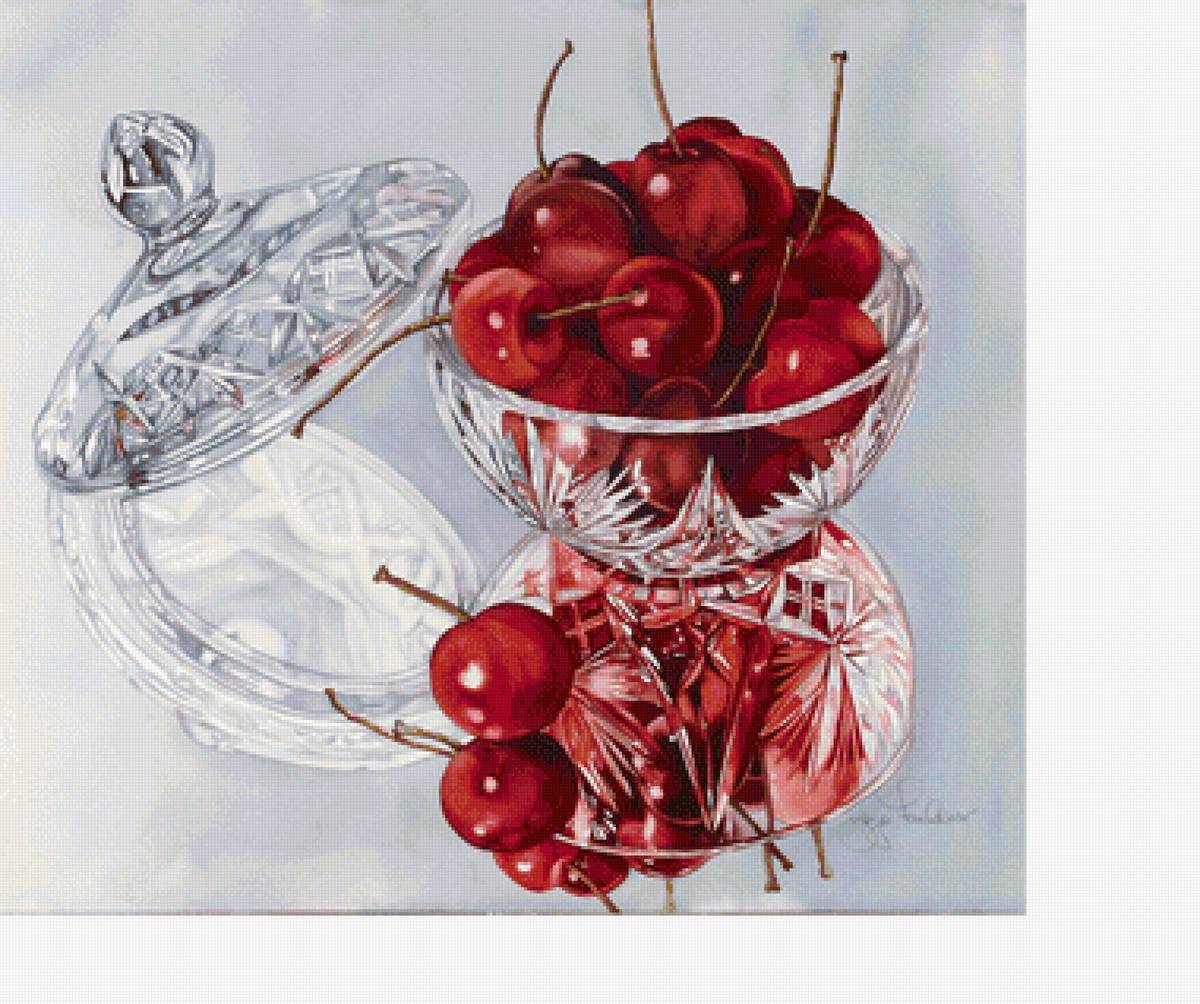 Черешня - фрукты, ягоды, хрустальная ваза - предпросмотр