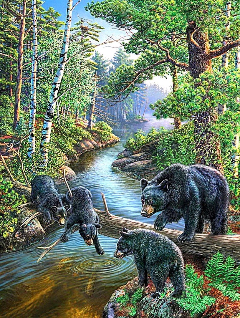 №1880674 - пейзаж, медведи - оригинал