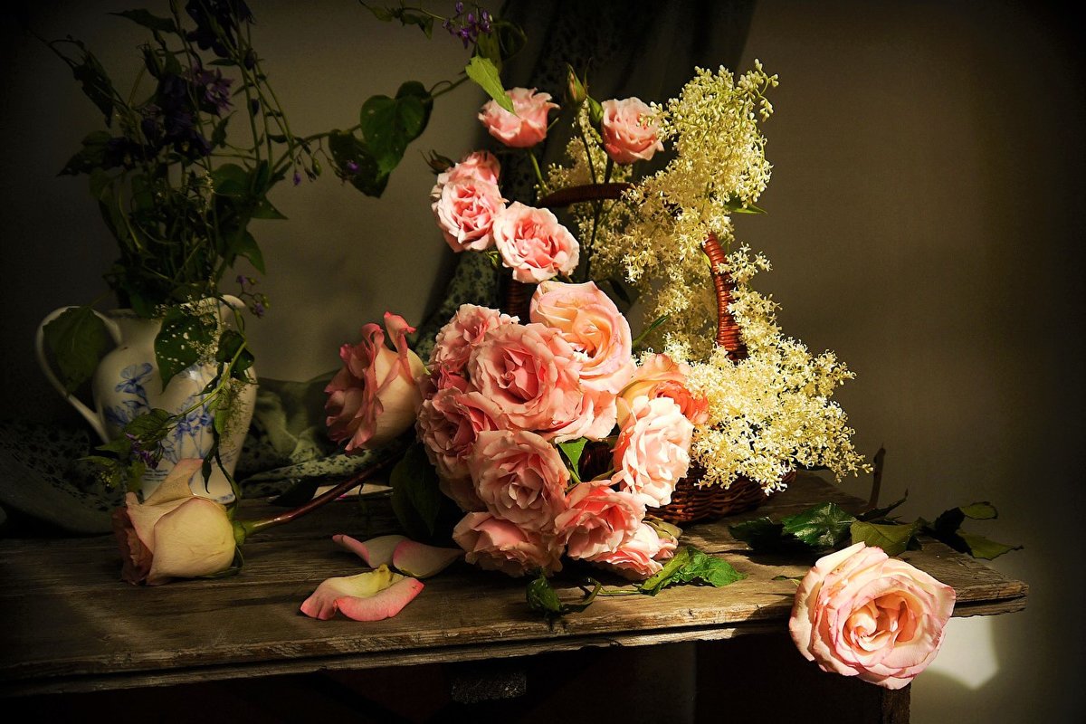 Розы - натюрморт, розы, цветы, букет - оригинал