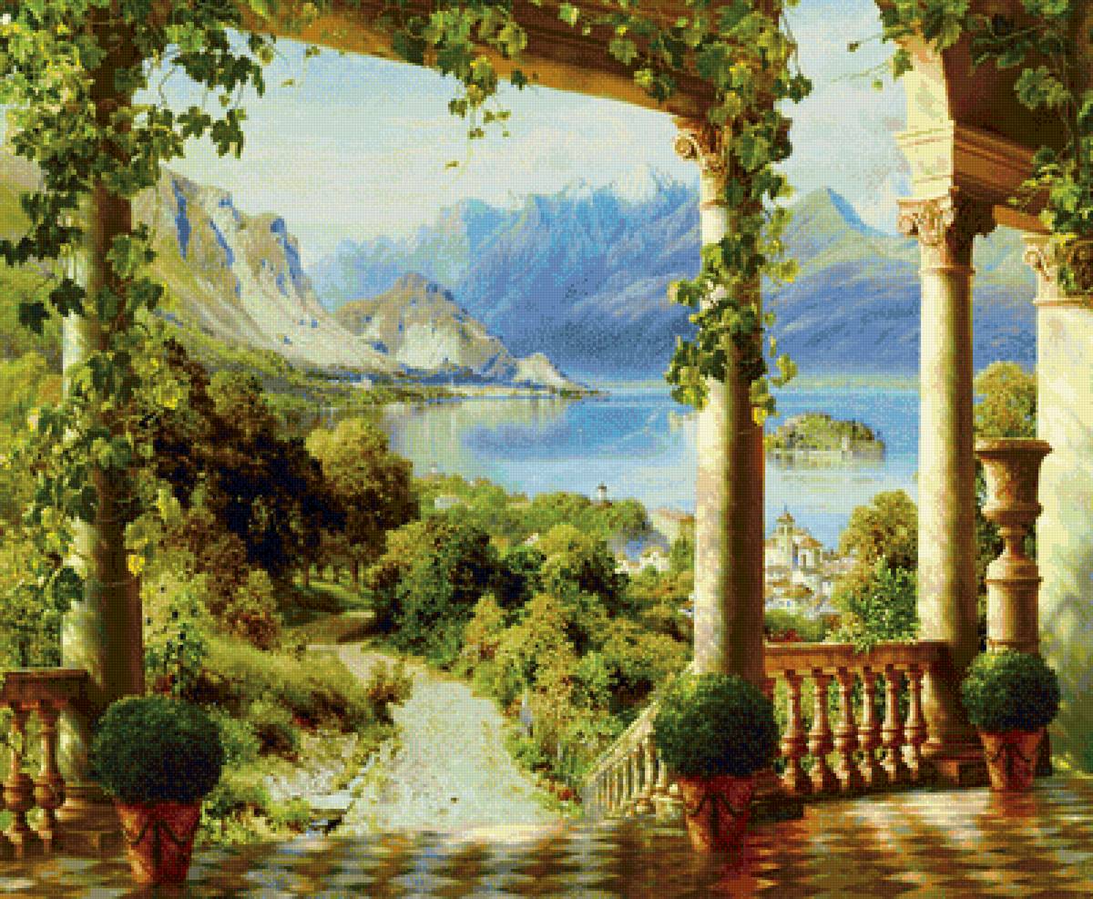 У моря - лето, пейзаж, город, природа, горы, море - предпросмотр