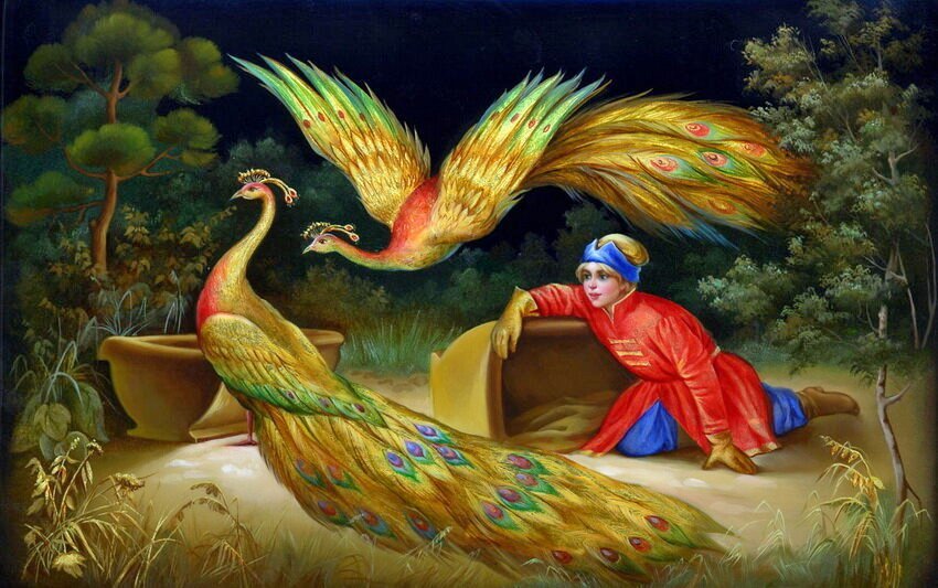 Жар-птицы - сказка, жар-птица, мальчик, лес - оригинал