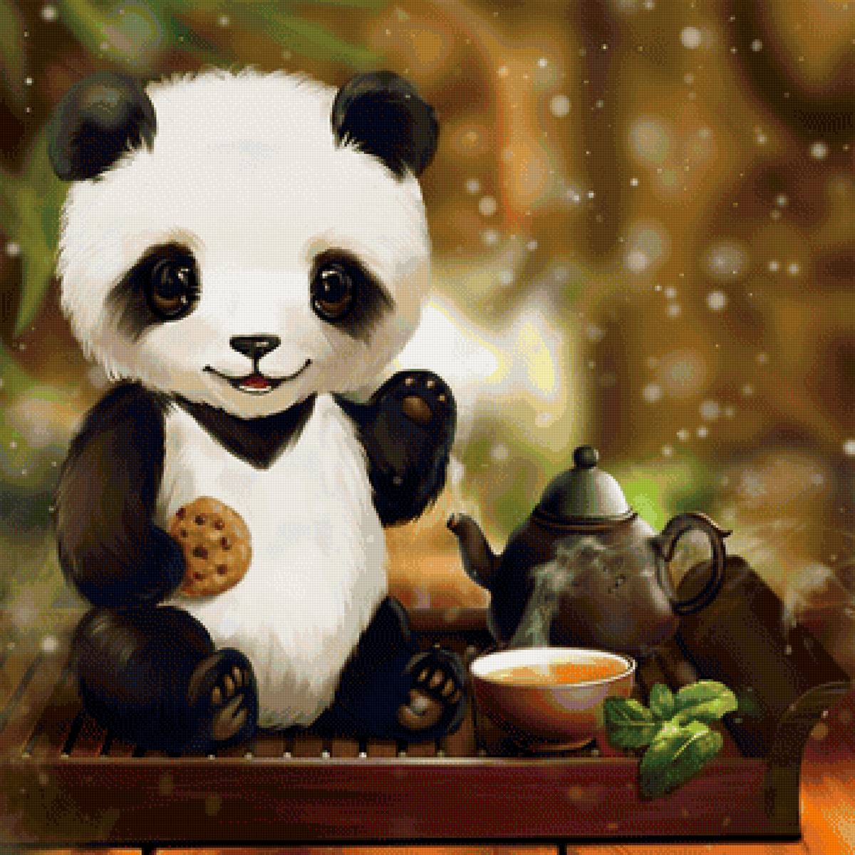 Панда - чай, рисунок, животные, панда - предпросмотр