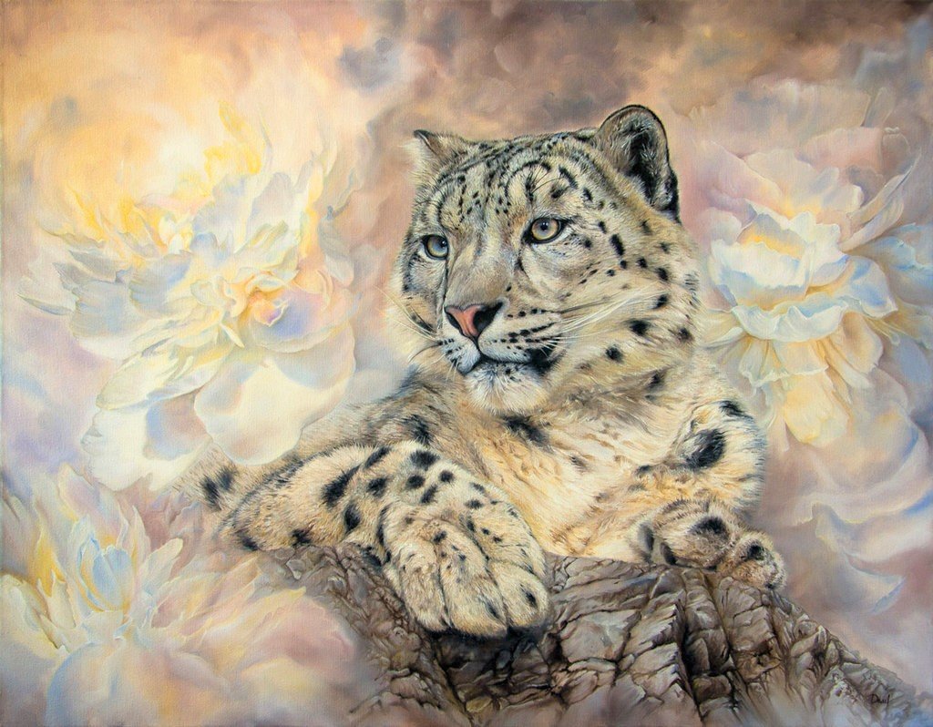Белый леопард - рисунок, леопард, животные - оригинал