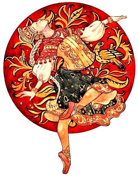 №1883691 - шекснинская роспись, девушка, балет - оригинал