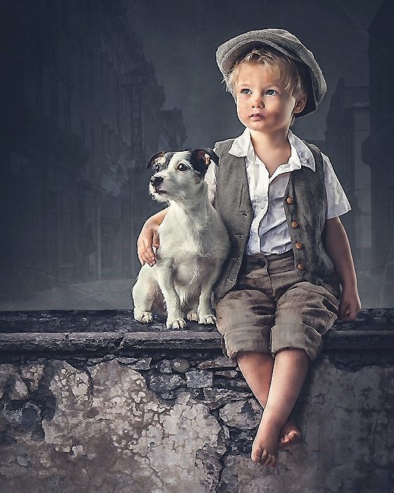 мальчик с собакой - оригинал