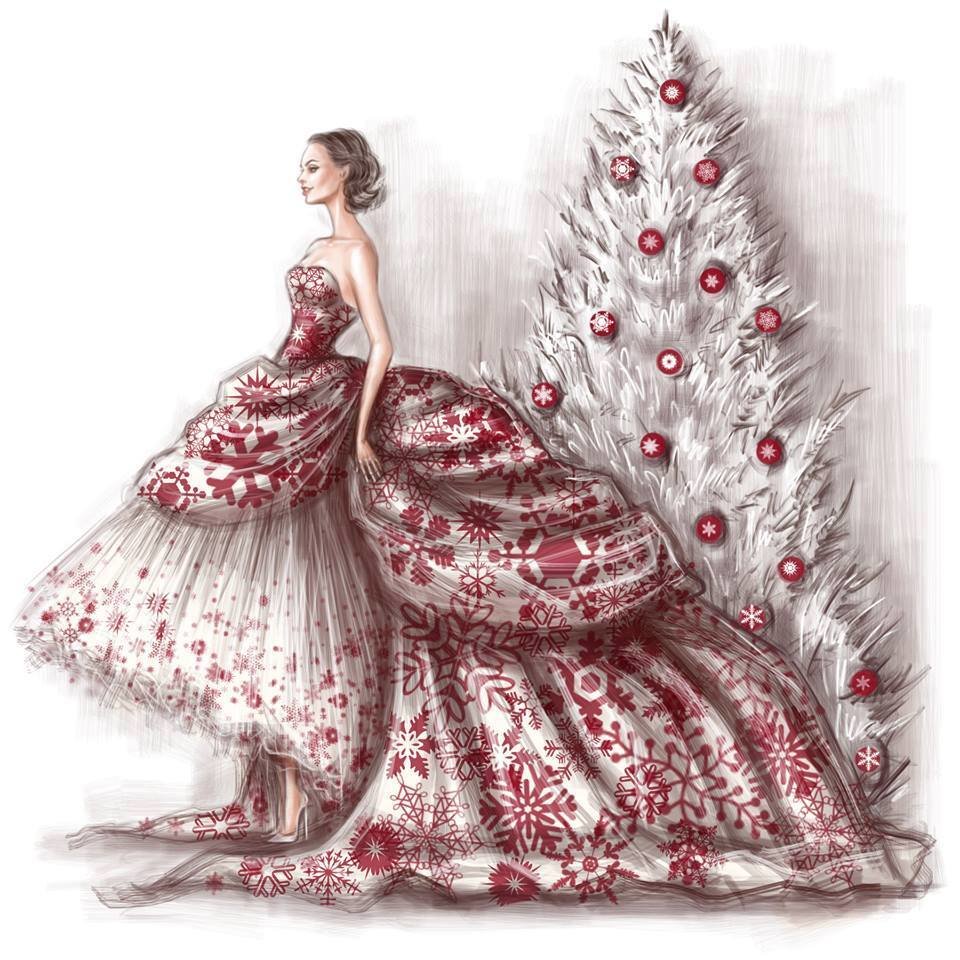 Dama Natale - rosso, dama, natale, donna - оригинал